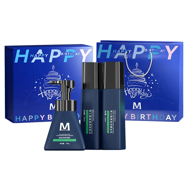 

Набор для ухода за кожей Oil Control Acne Fighting, увлажняющий лосьон Watery Lotion MKAK, [happy birthday]water 120ml+lotion 120ml+cleanser 140g