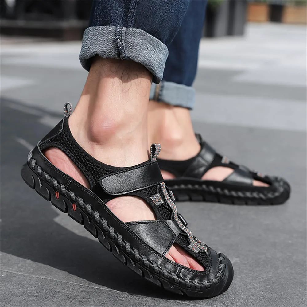 Men's Outdoor Sports Сандалии Summer Handmade Leather Сандалии Casual Beach Fisherman Shoes Abborora, черный — фото 3