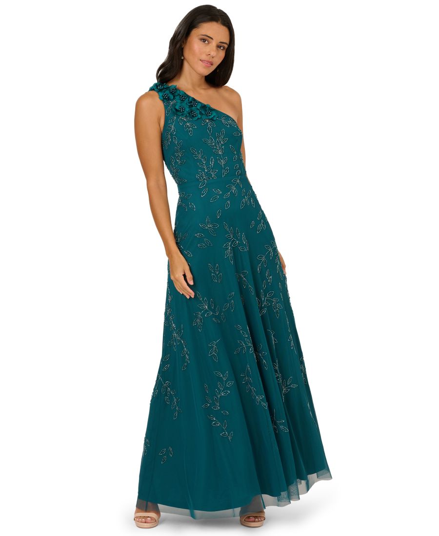 

Женское платье на одно плечо, расшитое бисером Adrianna Papell, Deep Azure