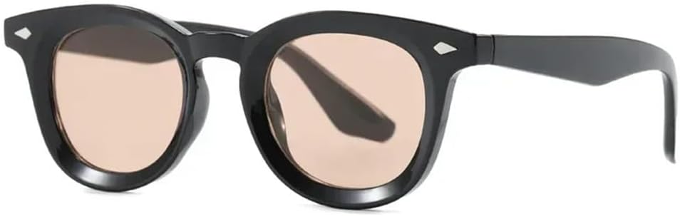 

Мужские круглые солнцезащитные очки с прозрачными линзами Ocean, защита от УФ-излучения UV400, женские очки с заклепками для занятий спортом на открытом воздухе, бега и путешествий UYPTK, Black Tea