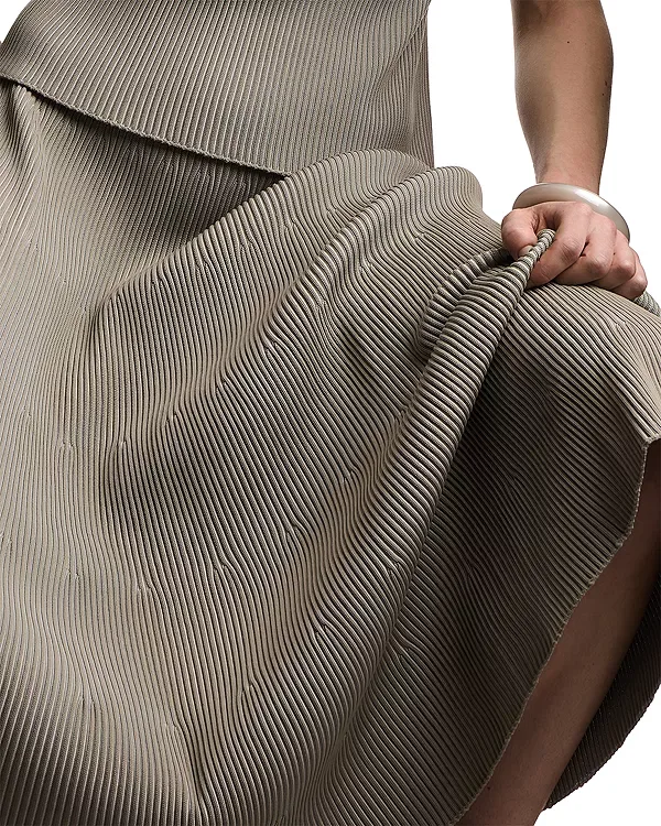 Двухцветная ребристая юбка миди Emporio Armani, Almond/Beige — фото 4