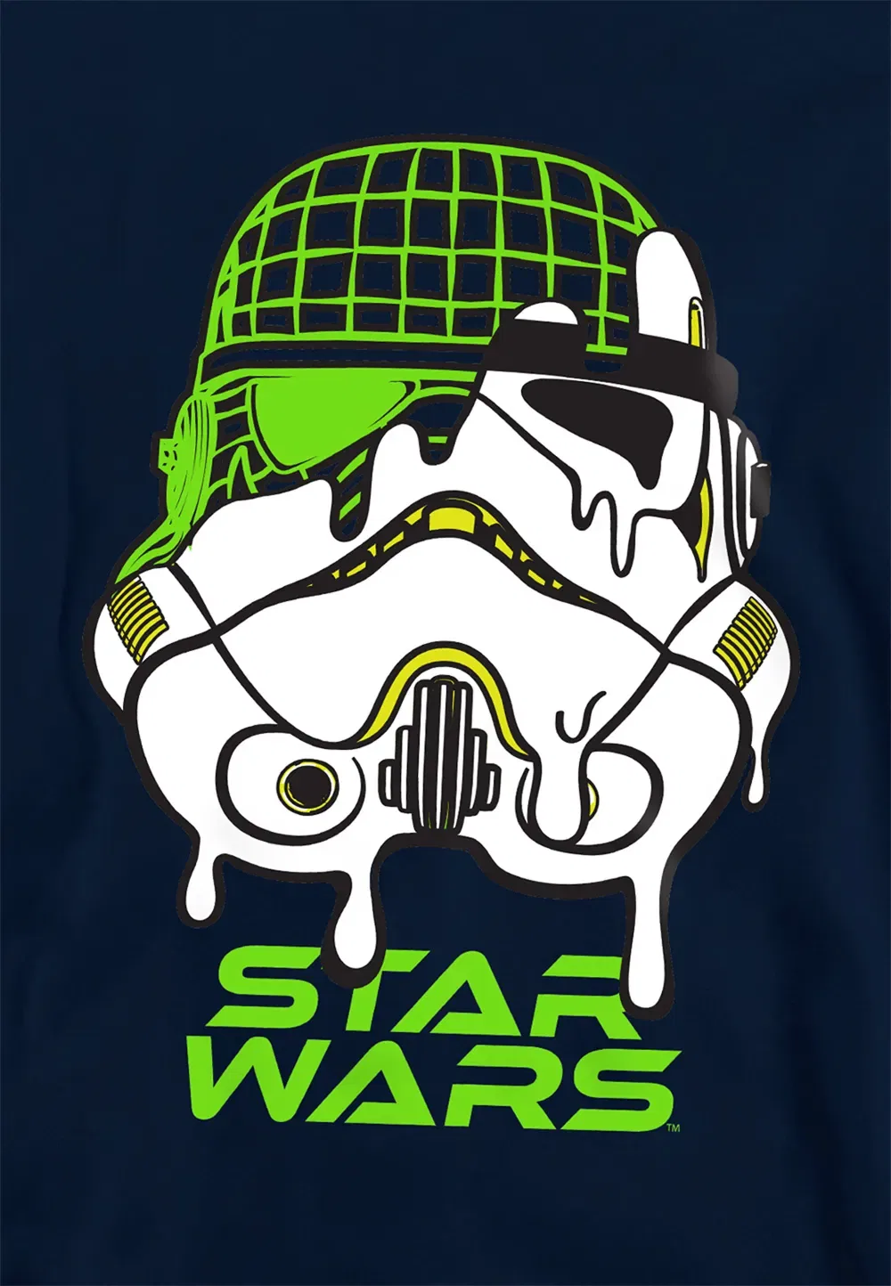 Детская худи Star Wars Neon Stormtrooper Grid Drip Helmet, темно-синий, Disney, темно-синий — фото 2