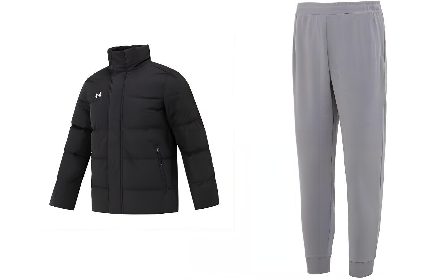 

Повседневный спортивный костюм мужской с воротником стойкой Under Armour, clothing sets (черный+серый)