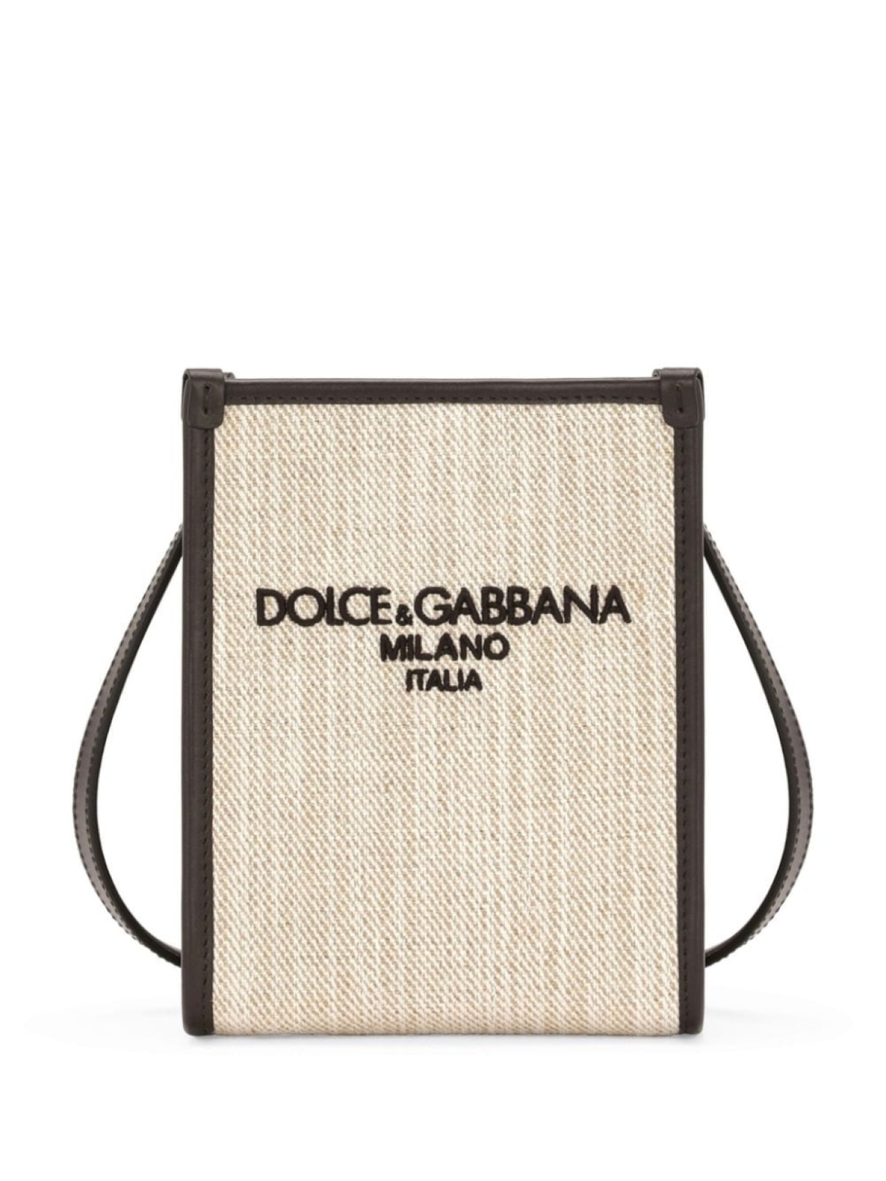 

Маленькая сумка через плечо из холщовой ткани с вышитым логотипом Dolce & Gabbana, бежевый