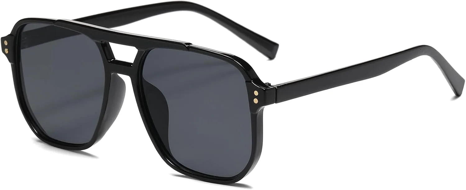 

Ретро-солнцезащитные очки-авиаторы квадратной формы для женщин и мужчин. Модные солнцезащитные очки в стиле 70-х. Винтажные солнцезащитные очки Breaksun, Black/Grey