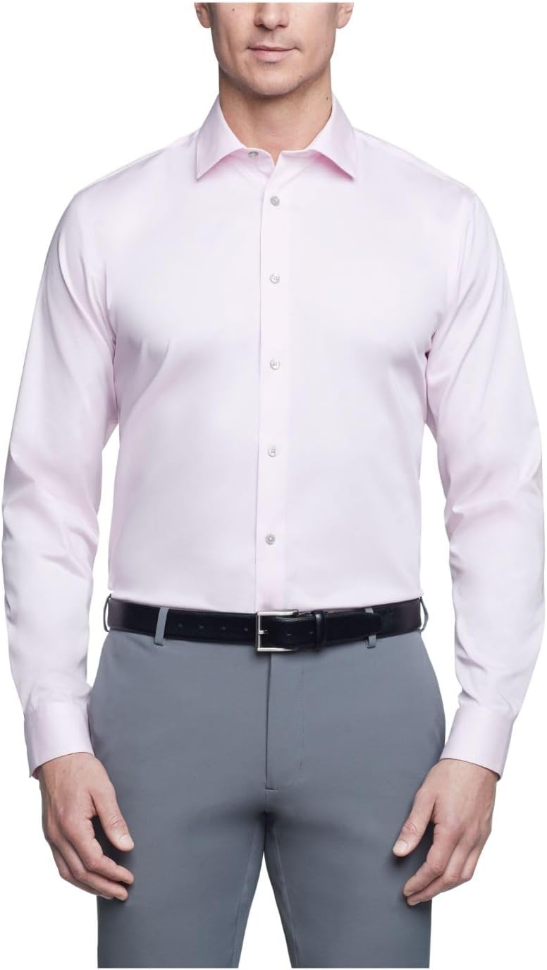 

Мужская рубашка Calvin Klein, классический крой, елочка, эластичная, Petal Mist