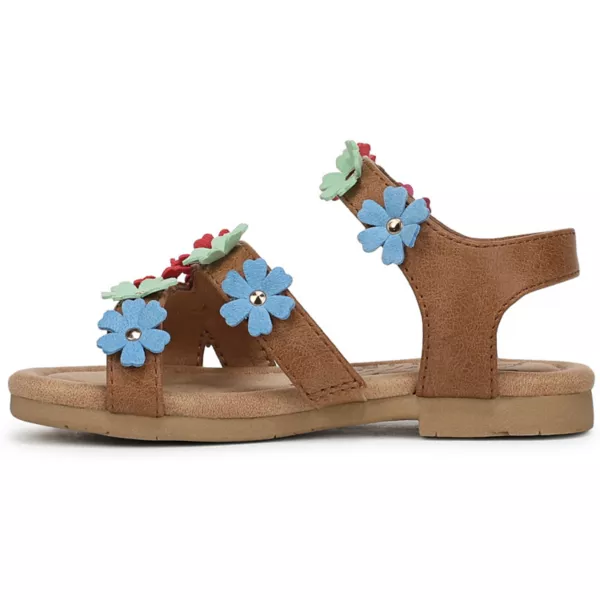 Детские сандалии с цветочным принтом на ремешках Blowfish Malibu, цвет brown blue green pink — фото 2