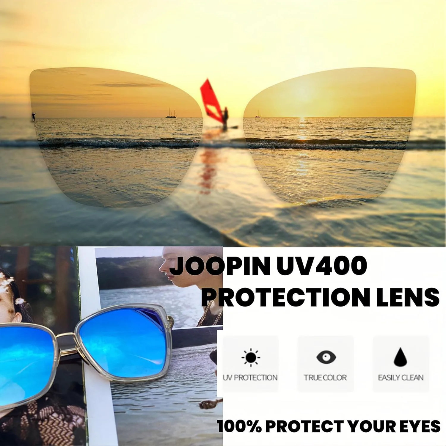 

Женские солнцезащитные очки Joopin Oversized Cateye с эффектом «кошачьего глаза», модные солнцезащитные очки с защитой от УФ-излучения, 2 Pack (A06 Pink + Blue)