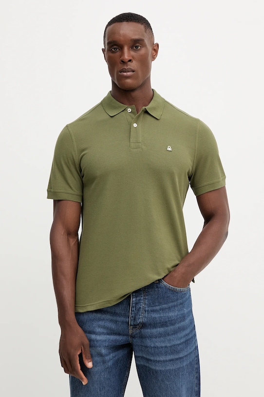 

Хлопковое поло United Colors Of Benetton, зеленый