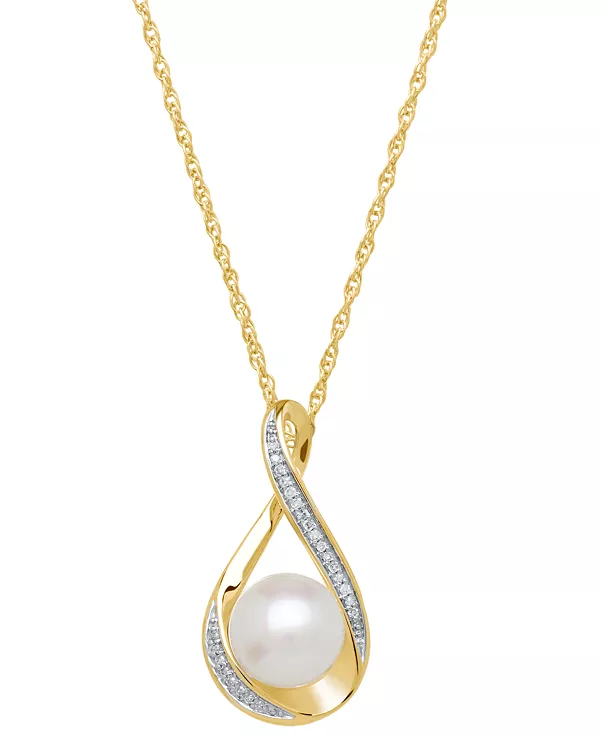 

Ожерелье из 18-дюймового золота 14 карат с подвеской из культивированного пресноводного жемчуга (9 мм) и бриллиантами Honora, gold