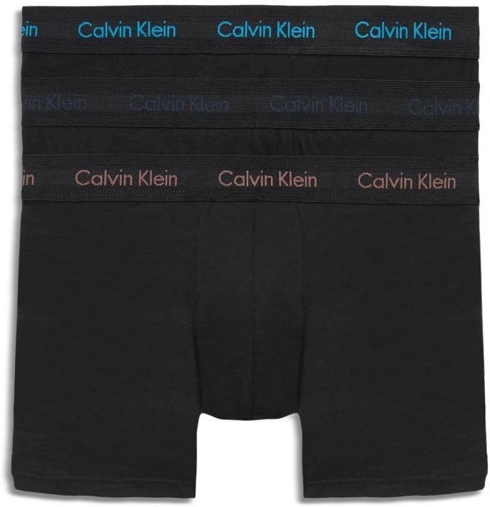 

Комплект из 3 мужских трусов-боксеров Calvin Klein из хлопка и эластичной ткани с низкой посадкой, Black W/ Capri Rose, Speakeasy, Vivid Blue Logos