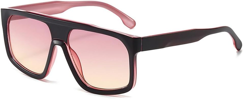 

Классические цельные солнцезащитные очки для мужчин, с плоской верхней частью, для женщин, в большой оправе, черные, с защитой от УФ-излучения UV400 TKKTLLT, Purple-pinkyellow