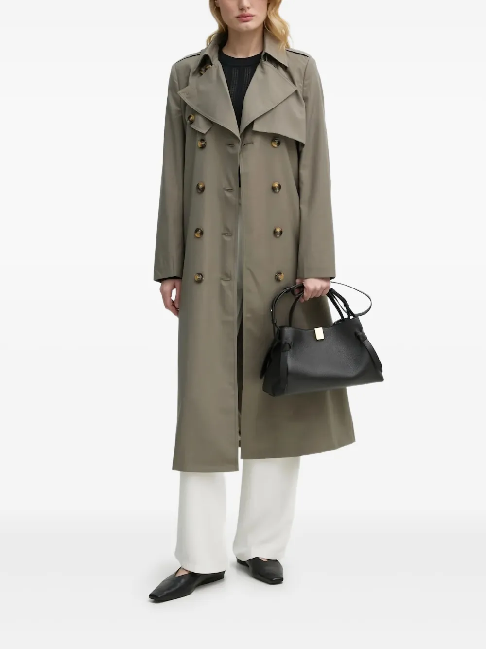 

Двубортный тренчкот с поясом Bruuns Bazaar, серый