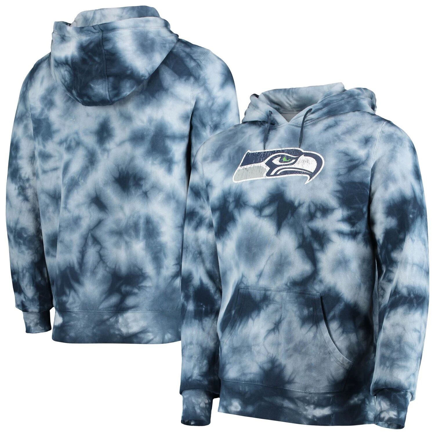 

Мужской темно-синий пуловер с капюшоном Seattle Seahawks Tie Dye New Era