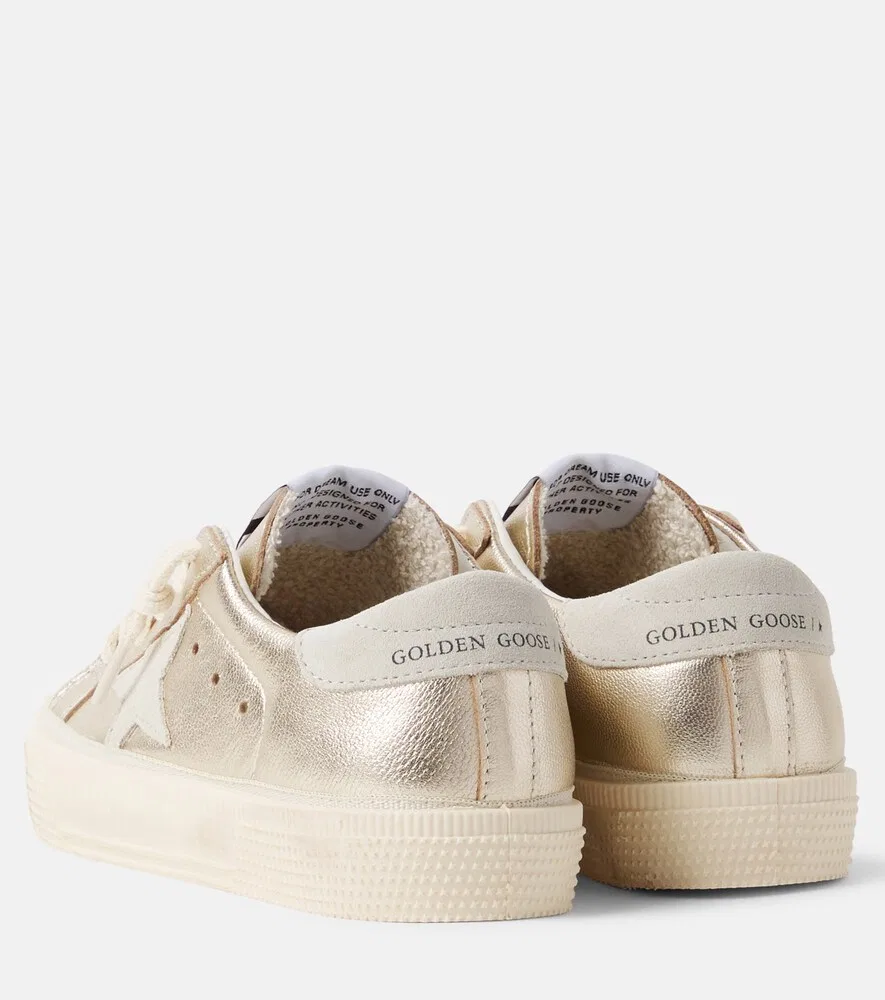 Кроссовки из металлизированной кожи May Golden Goose Kids, золото — фото 2