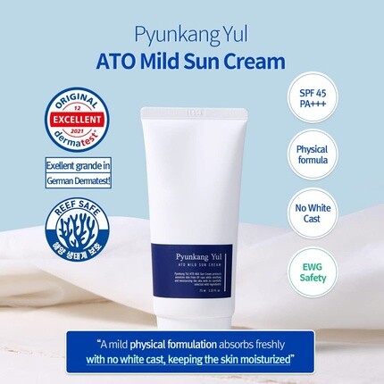 Ato Mild Sun Cream Гибридный солнцезащитный крем Spf 50 широкого спектра действия, 2,53 жидких унции., Pyunkang Yul — фото 2