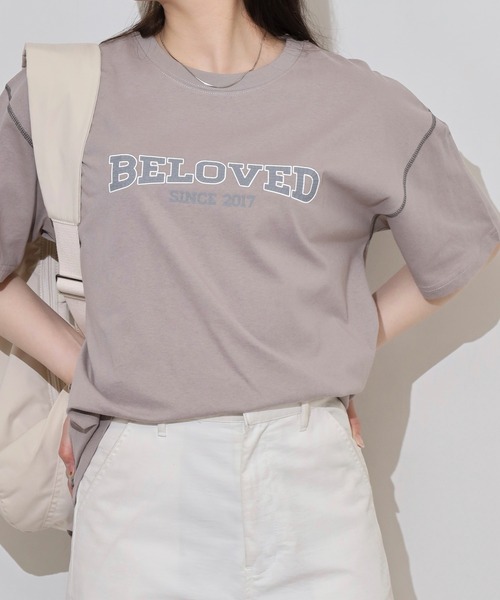 

Футболка широкая с логотипом колледжа Arinomama, серо-бежевая