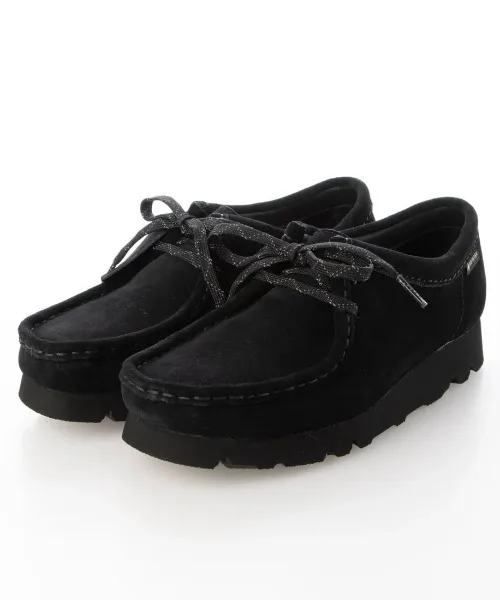 Унисекс мокасины из замши Clarks Wallabee GTX чёрные