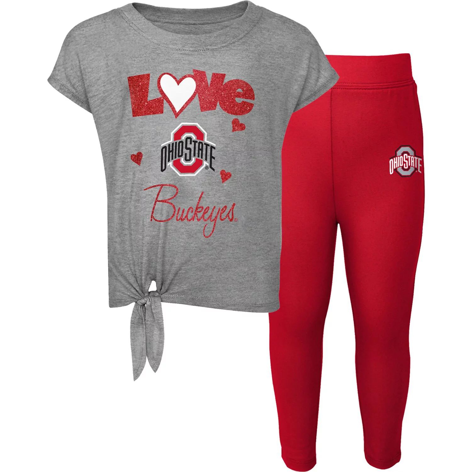 

Комплект футболки и леггинсов для малышей Heathered Grey/Scarlet Ohio State Buckeyes Forever Love Team Outerstuff