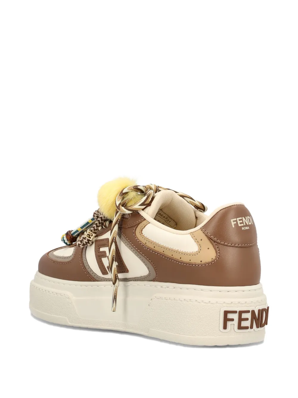 Кроссовки с нашивкой FF FENDI, коричневый — фото 3