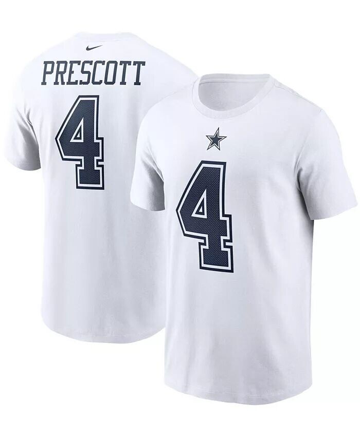 

Мужская футболка Dak Prescott White Dallas Cowboys с именем и номером Nike