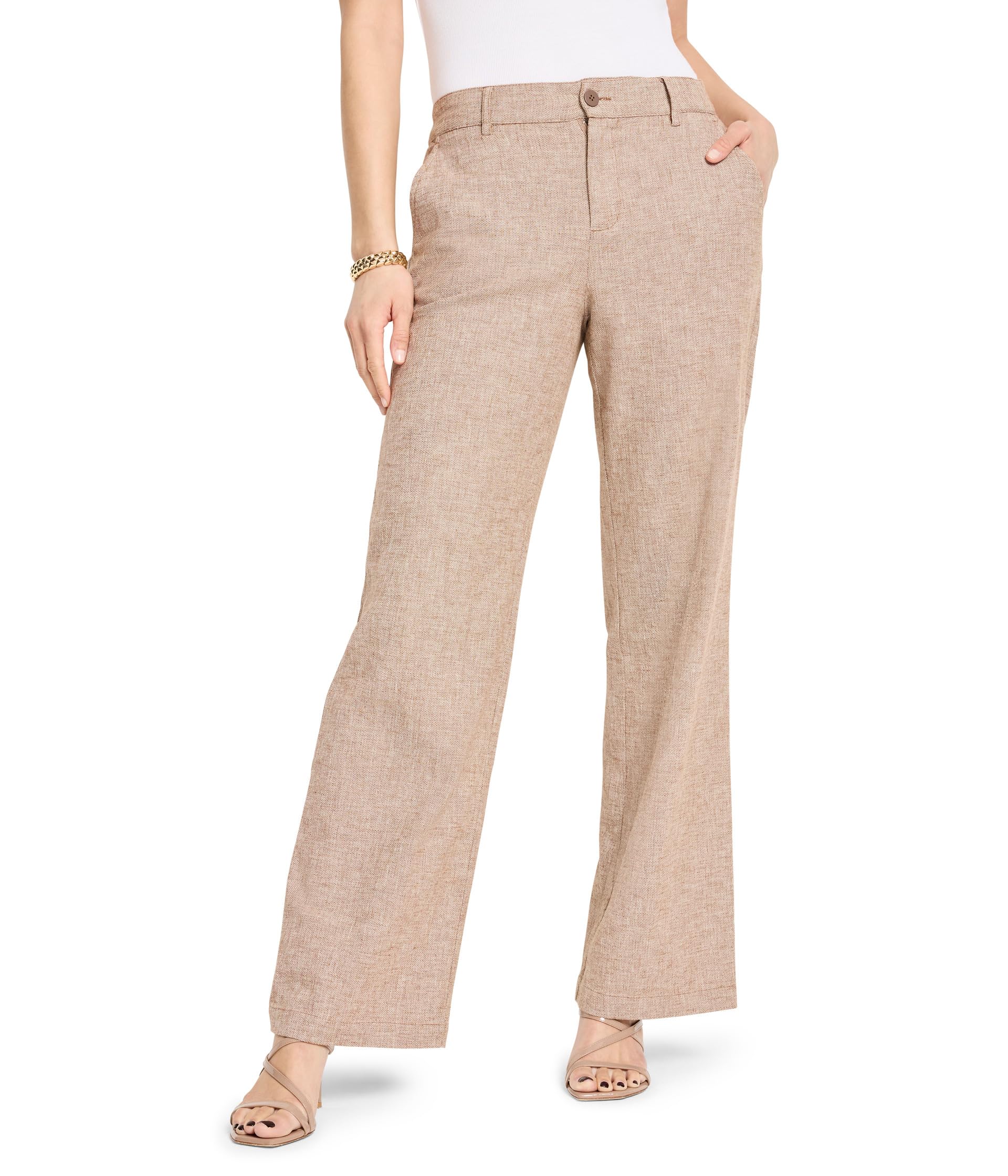 

Брюки NIC+ZOE Petite 31" Linen Cotton Eliot Wide-Leg Pants, Brown Mix