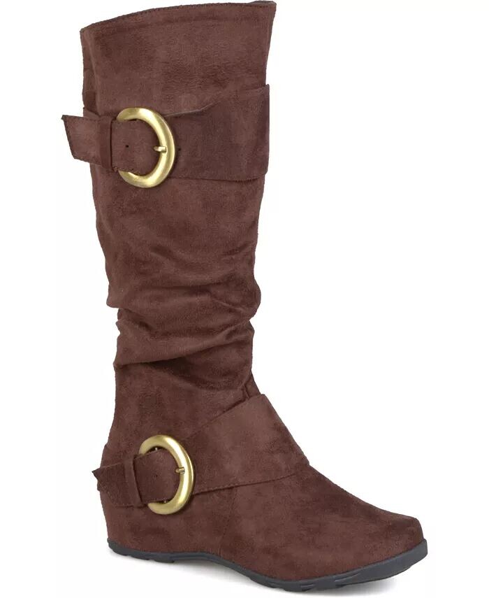 Женские сапоги Jester с пряжкой и оборками, средней высоты голенище Journee Collection, коричневый
