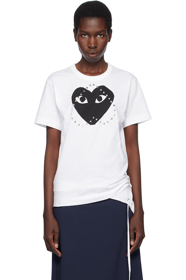 

Футболка черная с принтом в виде сердца из шипов Comme Des Garçons Play, белый