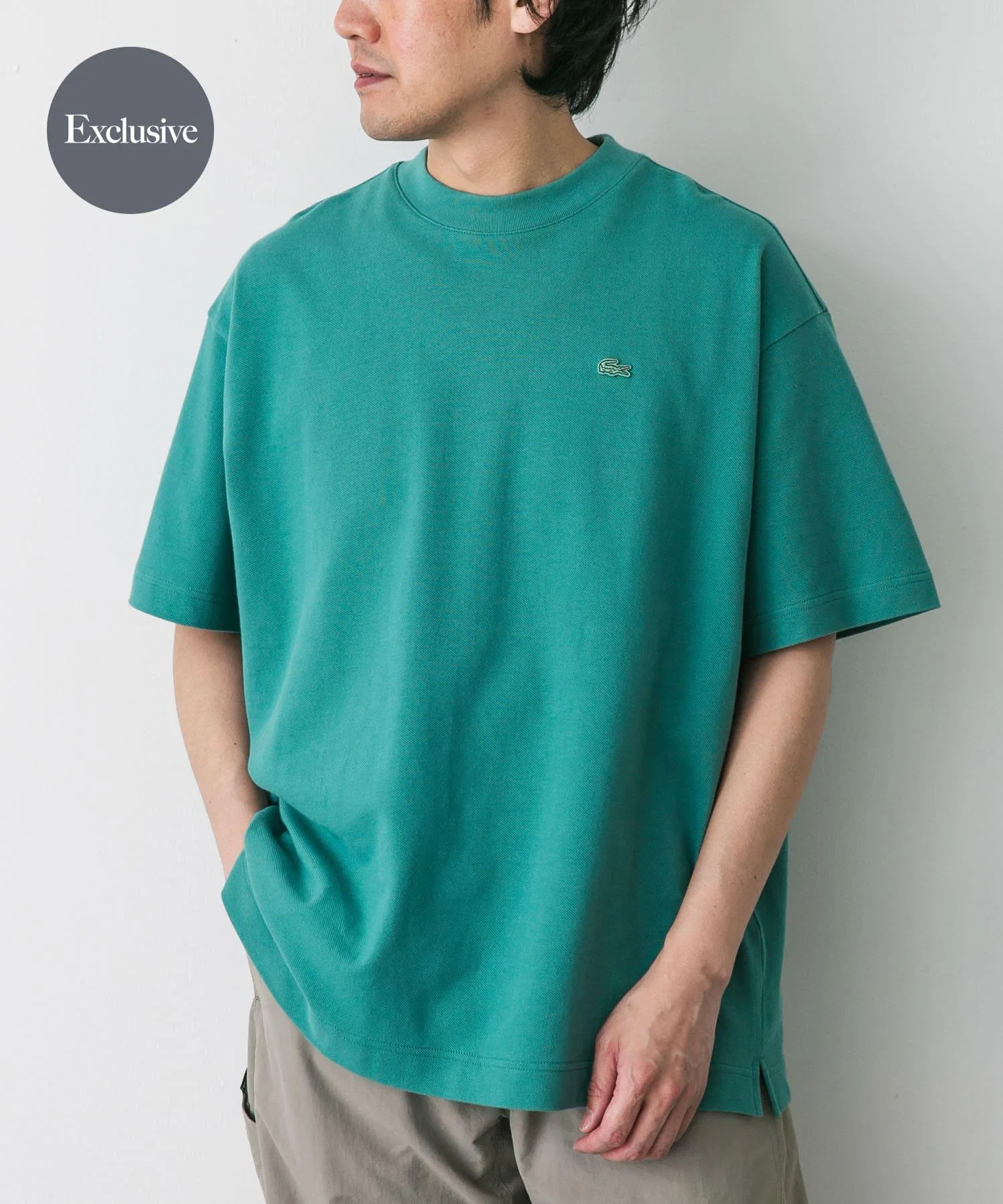 Футболка Lacoste Мужская Пике Свободный крой, Круглый вырез, белый