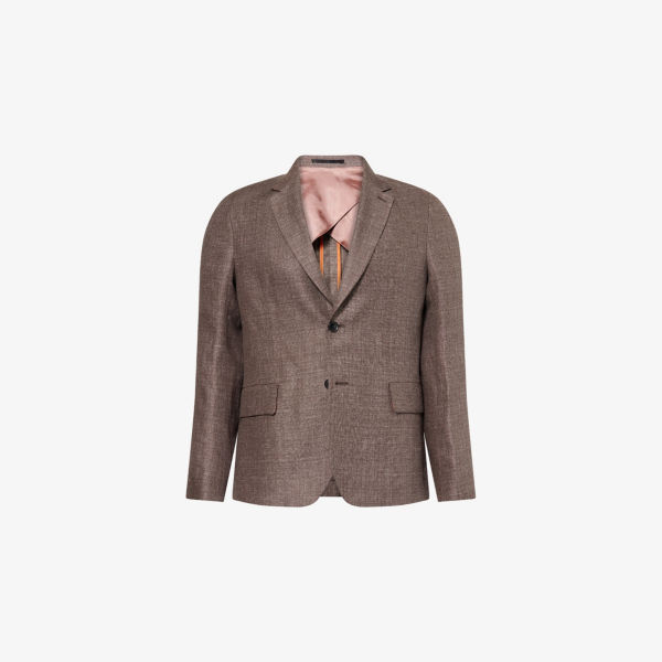 

Блейзер с лацканами с вырезом, прямой крой, из льна и шерсти Paul Smith, цвет hazelnut