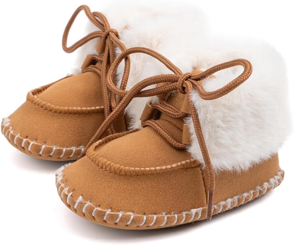 

Sawimlgy Детские Пинетки Мальчики Девочки Меховые Зимние Сапожки с Ковбойскими Кисточками и Бантиком, Молния сбоку, Мягкая Подошва, Для Малышей и Новорожденных, Теплые Сапожки для Первой Прогулки и Детской Колыбели, Для Улицы