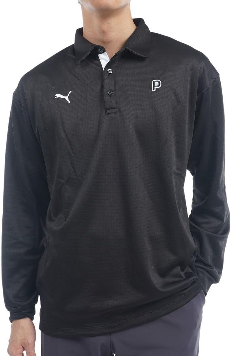 

Мужская футболка-поло Puma для гольфа, с эластичной подкладкой, из флиса Grit, свободного кроя, с длинными рукавами, черный