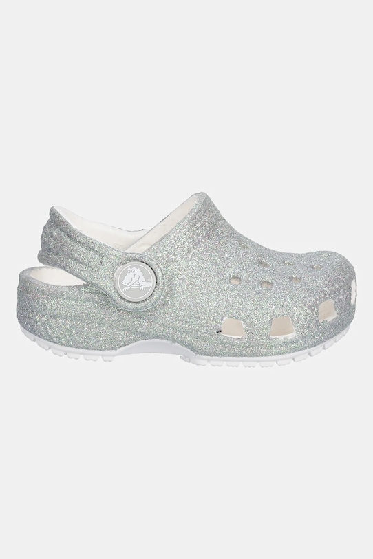 Классические детские блестящие глиттерные шлепанцы CLASSIC IRIDESCENT GLITTER CLOG KIDS Crocs, серебряный — фото 2