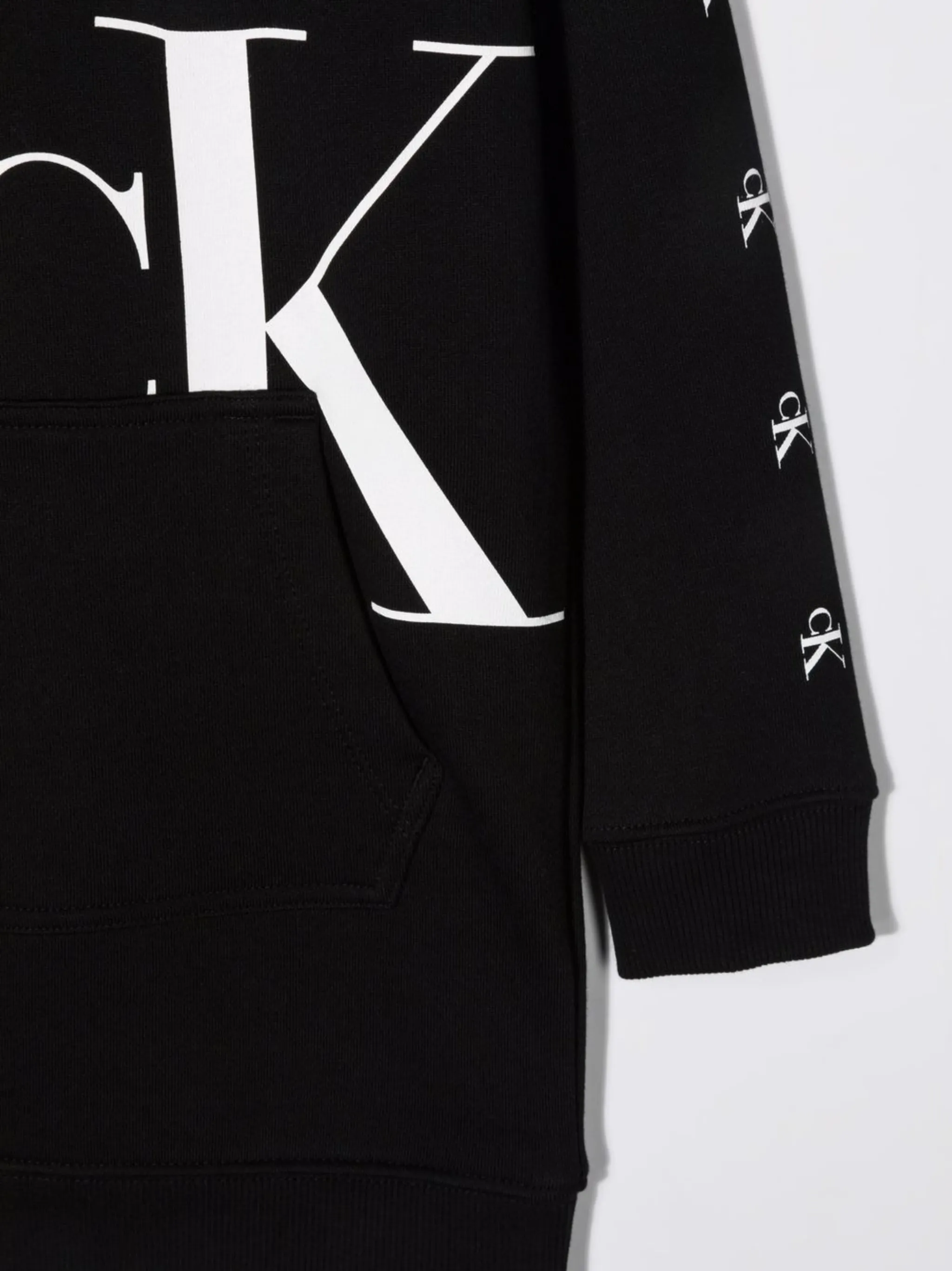 Платье-толстовка с капюшоном и логотипом Calvin Klein Kids, черный — фото 3
