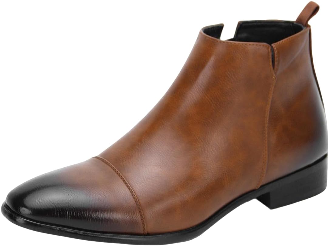 

Мужские ботинки Santimon Chelsea с носком-крылышком, двухцветная кожаная модель, деловые, повседневные, на липучке, короткие, Tan