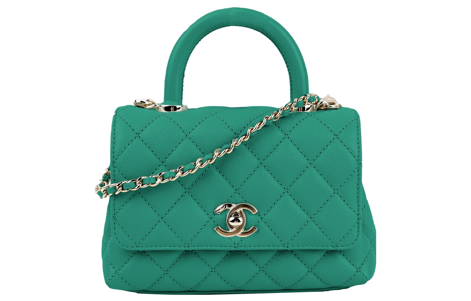 

Коко Хэндл Кожаная Сумка Через Плечо На Одно Плечо Женская Зеленая CHANEL