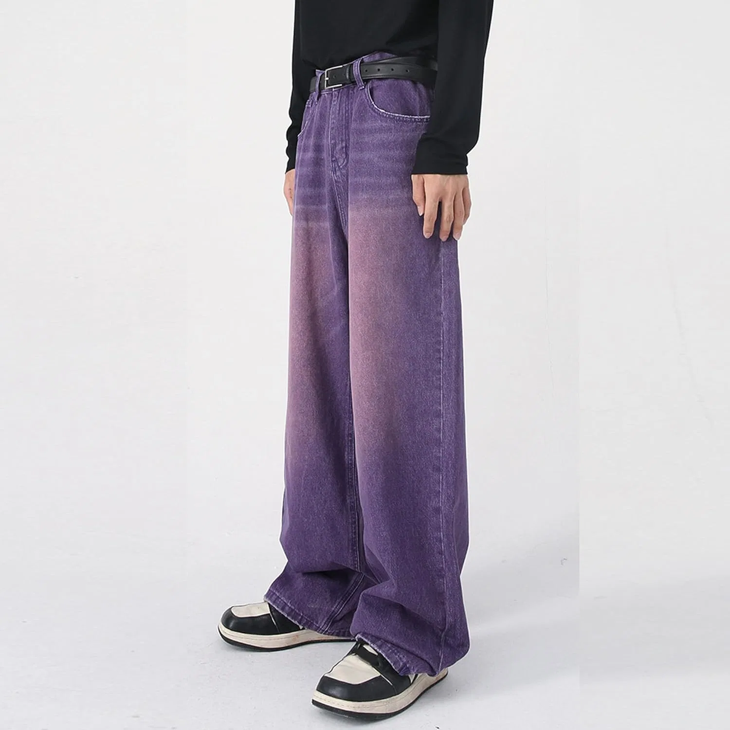 Джинсы свободные Baggy, бренд не указан, фиолетовый — фото 3
