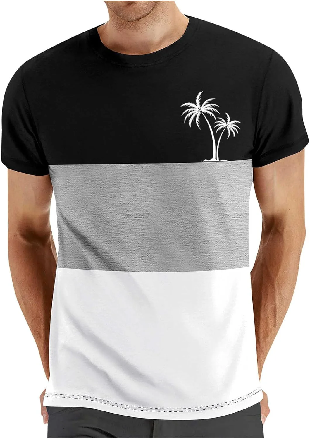 

Мужская футболка с коротким рукавом и принтом Coconut Palm, летняя тропическая, цветной блок, свободный крой