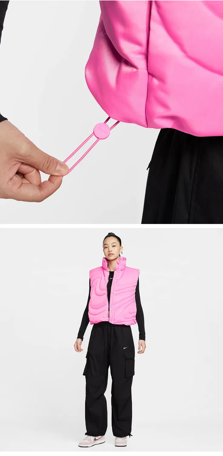 Женский пуховый жилет оверсайз Nike Sportswear Swoosh Series розового цвета — фото 4