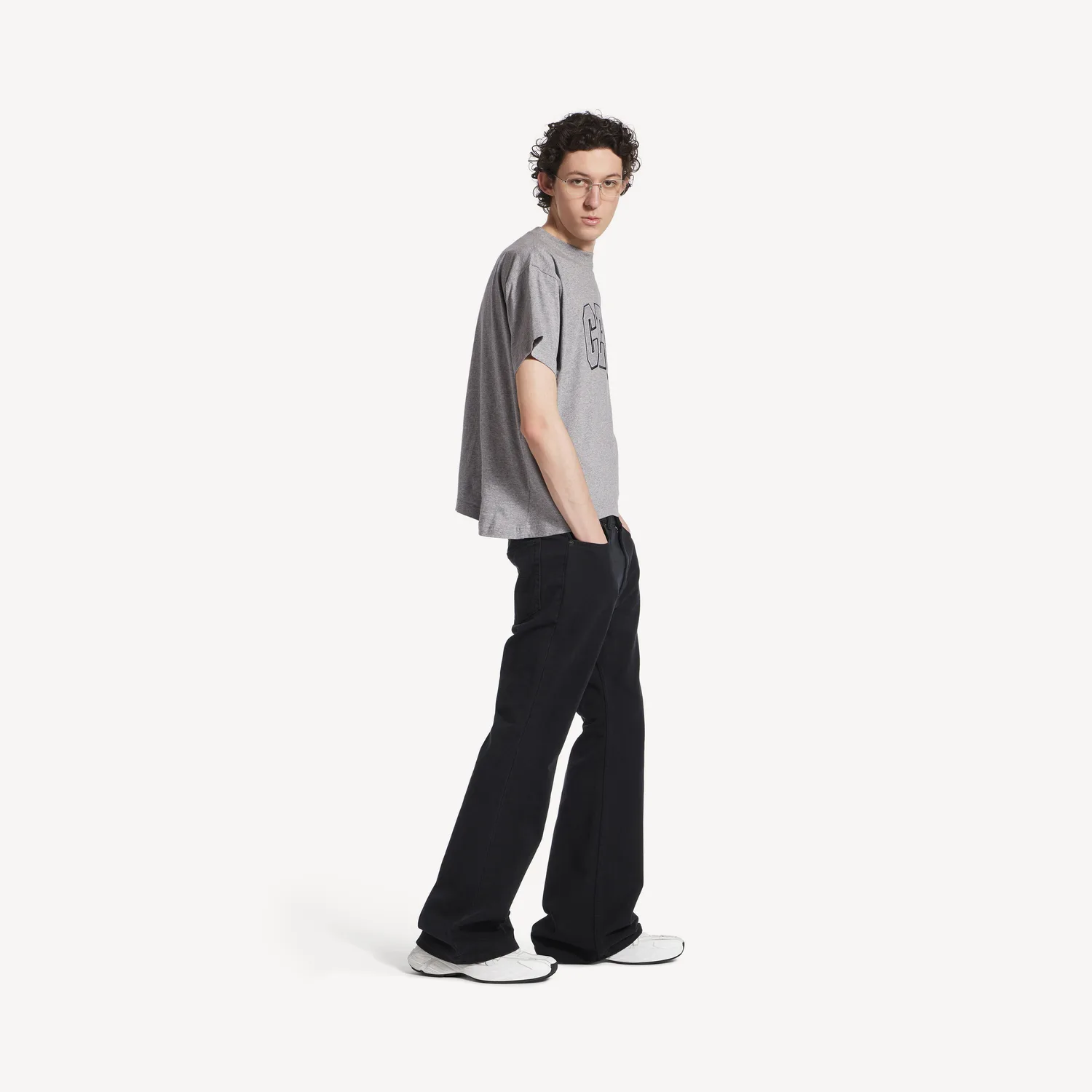 BALENCIAGA Мужские расклешенные брюки черного цвета — фото 3