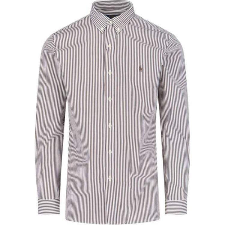 Полосатая эластичная поплиновая рубашка All Fit Polo Ralph Lauren, синий — фото 3
