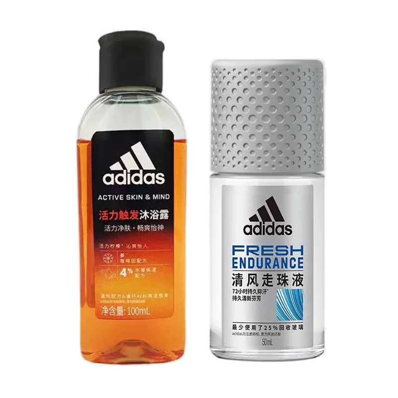 Мужской антиперспирант-ролл с гелем для душа, успокаивающий кожу Adidas, Men's Breeze Antiperspirant 50ml+Active Shower Gel 100ml