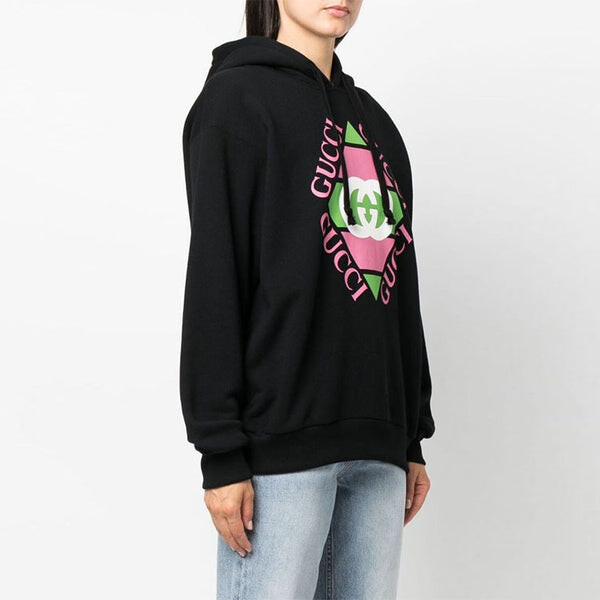 Толстовка (WMNS) GUCCI Logo Print Cotton Hoodie 'Black', черный — фото 4