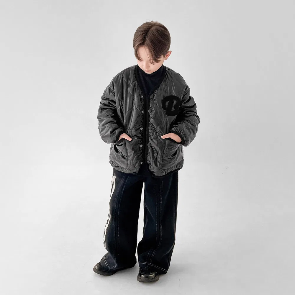 Пуховик стёганый 2way BERRYCLOSET детский чёрный