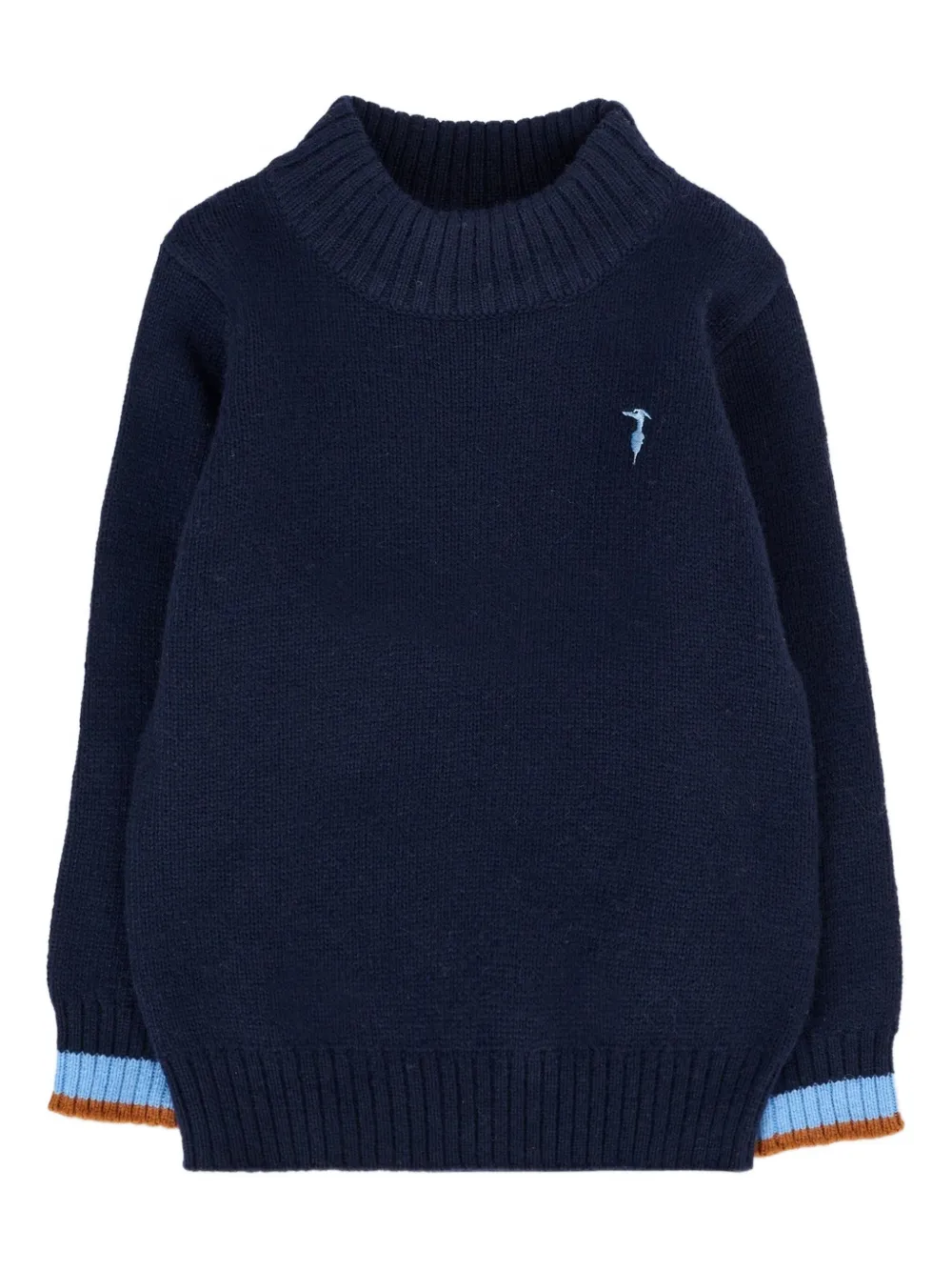 

Свитер с воротником-стойкой и контрастными локтями TRUSSARDI JUNIOR, синий