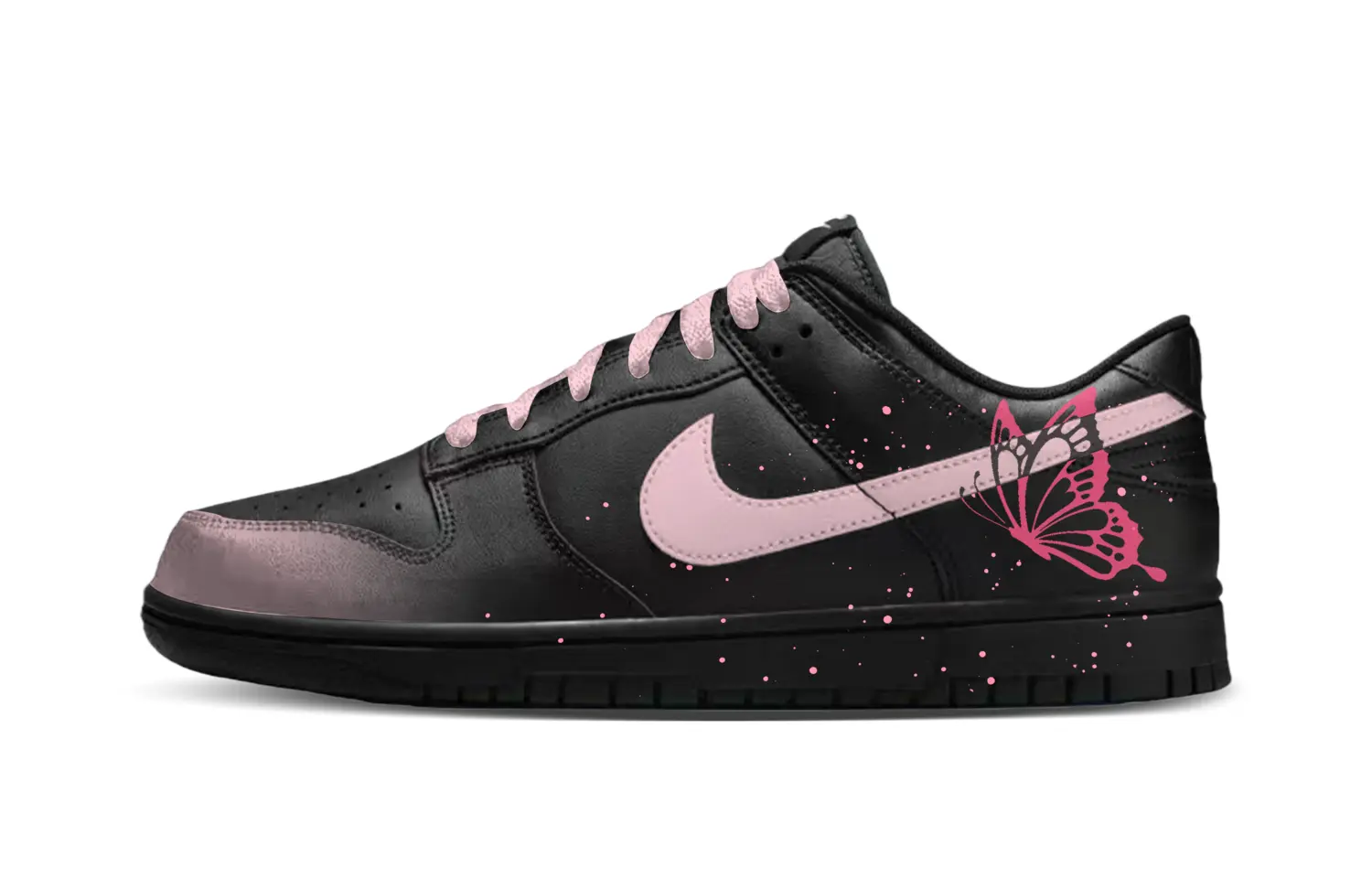 

Dunk Night Pink Butterfly устойчивые к истиранию низкие кроссовки для скейтбординга Unisex черно-розовые Nike, черный