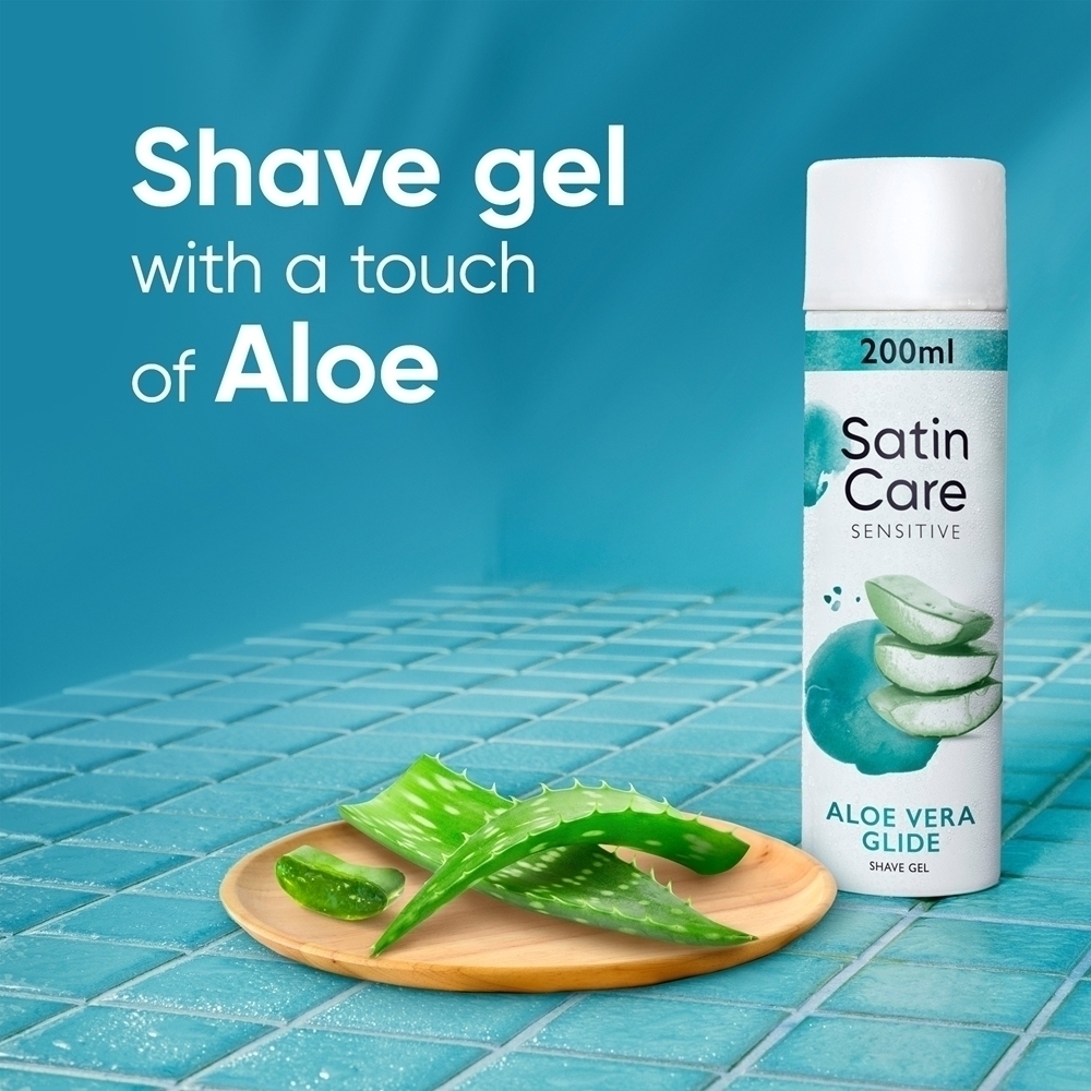 Гель для бритья Venus Satin Care для женщин Gillette, aloe vera 200 мл — фото 3