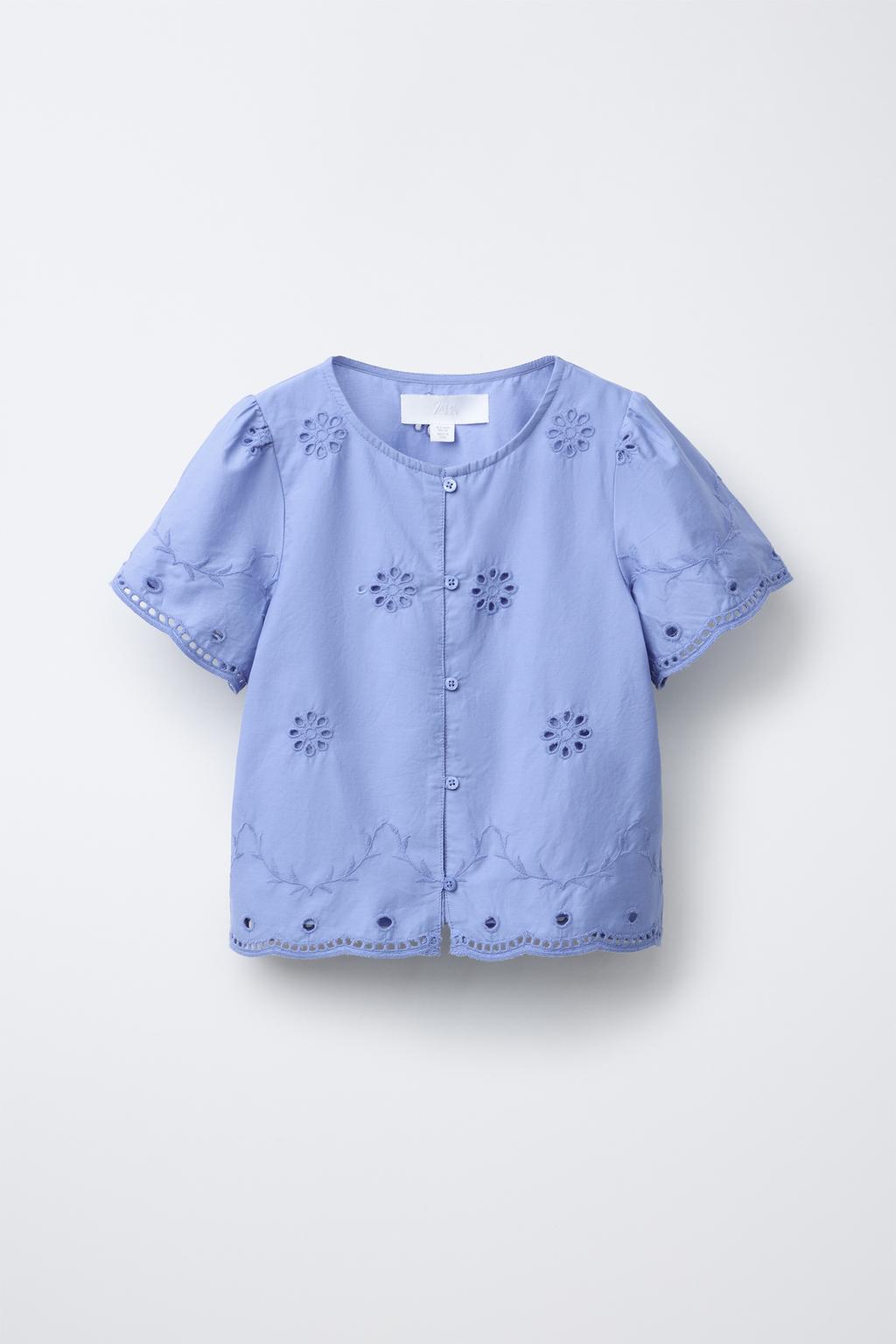 

Вышитая блузка ZARA, цвет Cornflower blue