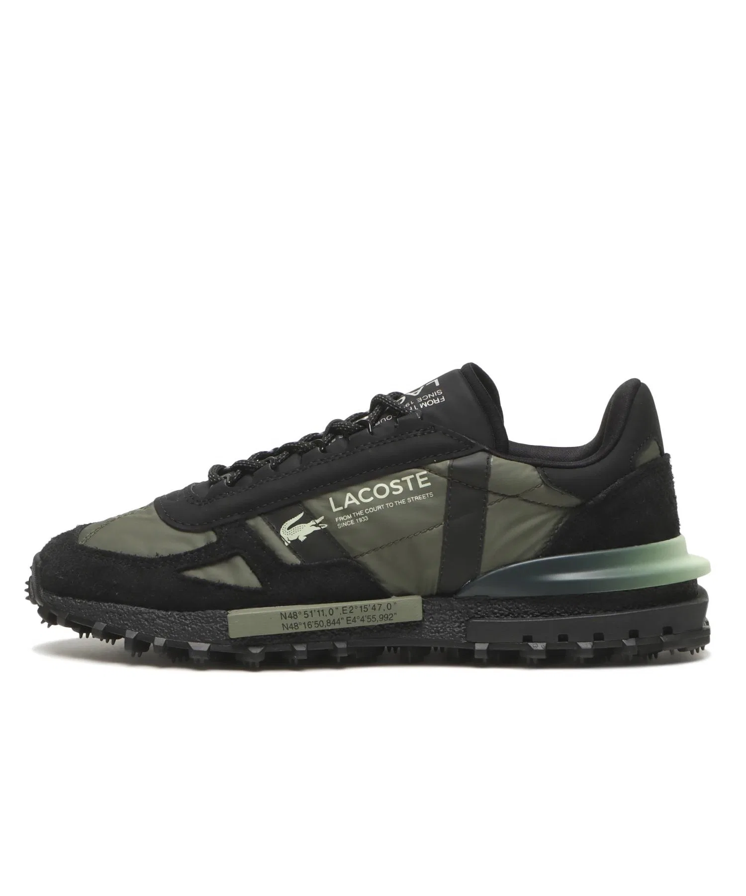Мужские кроссовки LACOSTE ELITE ACTIVE 225 из кожи и нейлона, чёрные