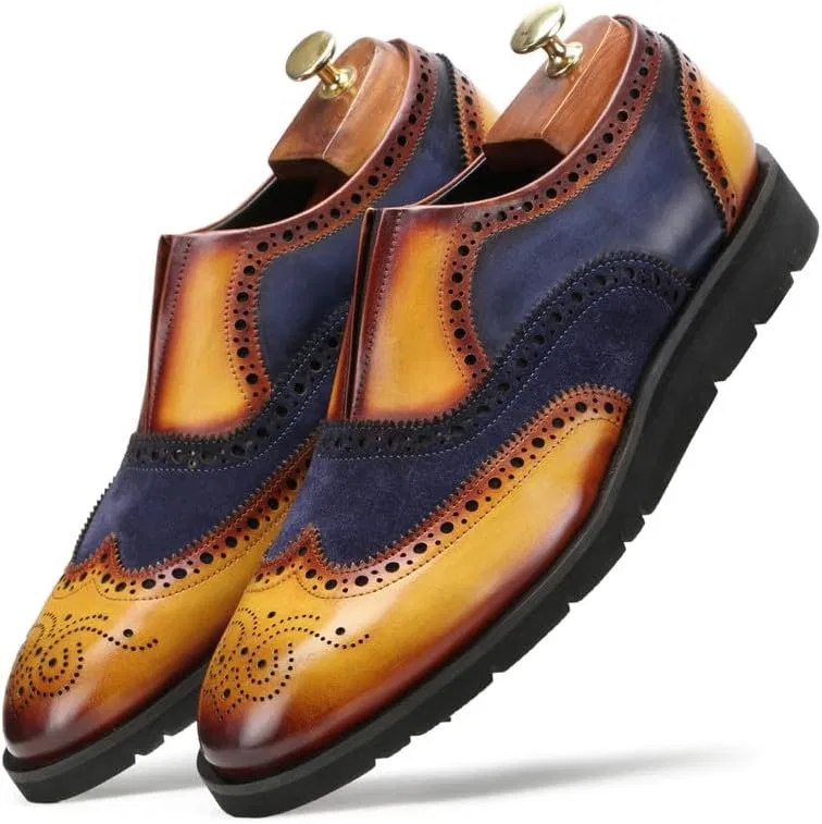 Оксфорды из натуральной кожи, Tan-blue ESCARO ROYALE